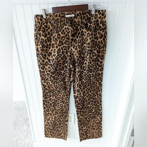 Leopard print cotton straight leg pants by Jones New York